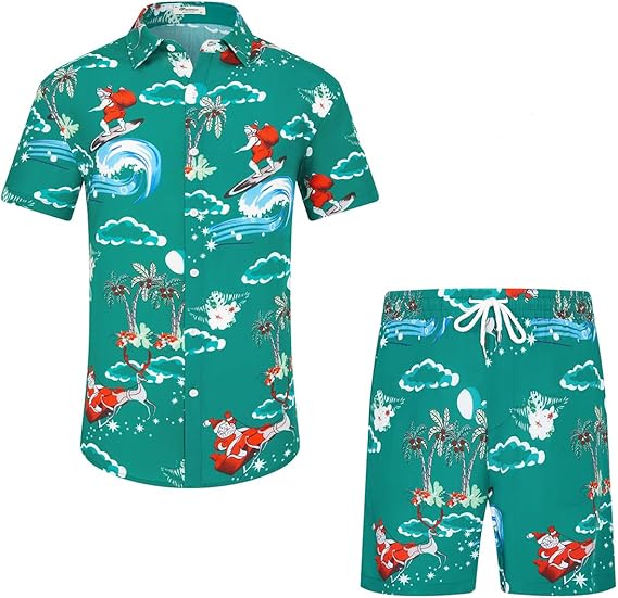 Santa Claus Hawaiian Shirt and Shorts Set