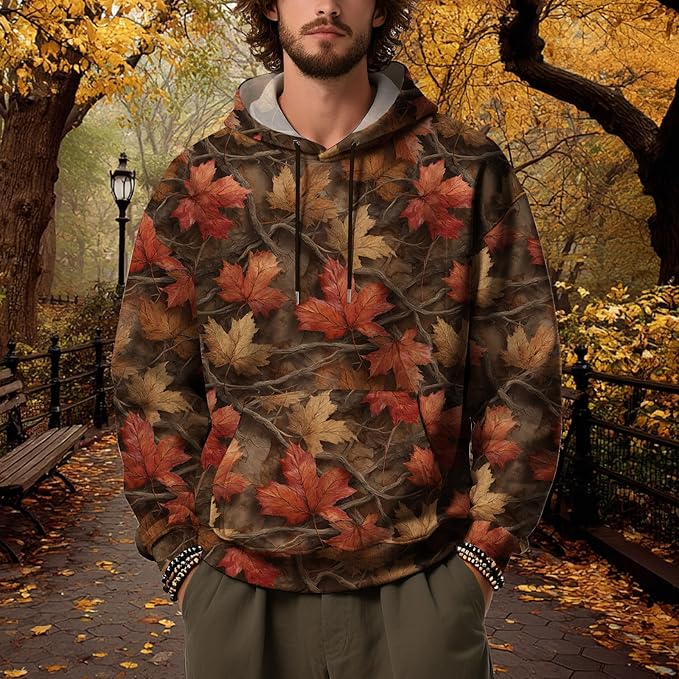 Men's Camouflage Hoodies Graphic Camo Pullover Sweatshirts Hooded Novelty Crewneck Fleece Fall Winter Clothing