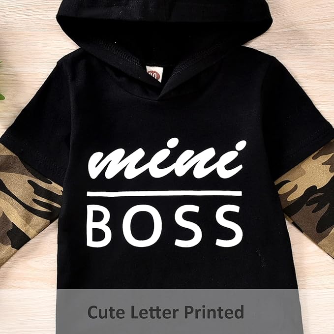 fioukiay Toddler Baby Boy Outfit Clothes LittLe Kids Long Sleeve Hoodie Sweatshirt Camouflage Pants Set Fall Winter Clothing