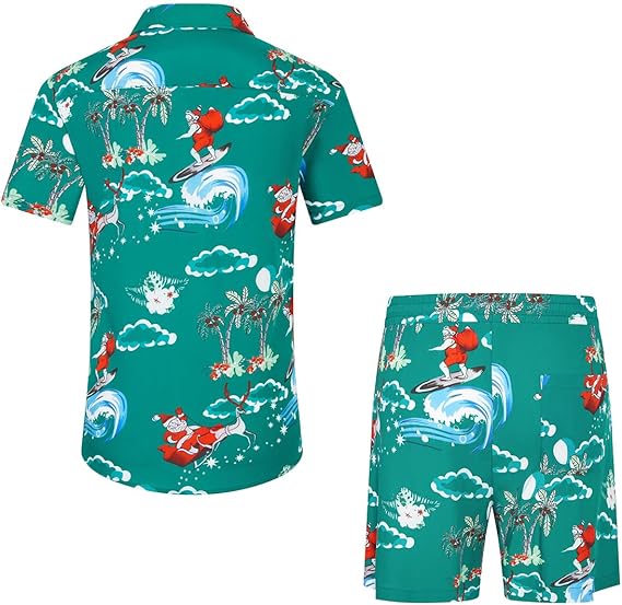 Santa Claus Hawaiian Shirt and Shorts Set
