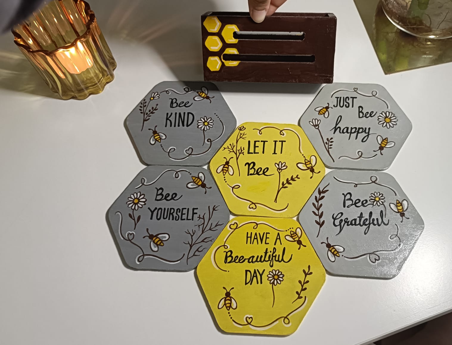 Bee and Honeycomb coaster set