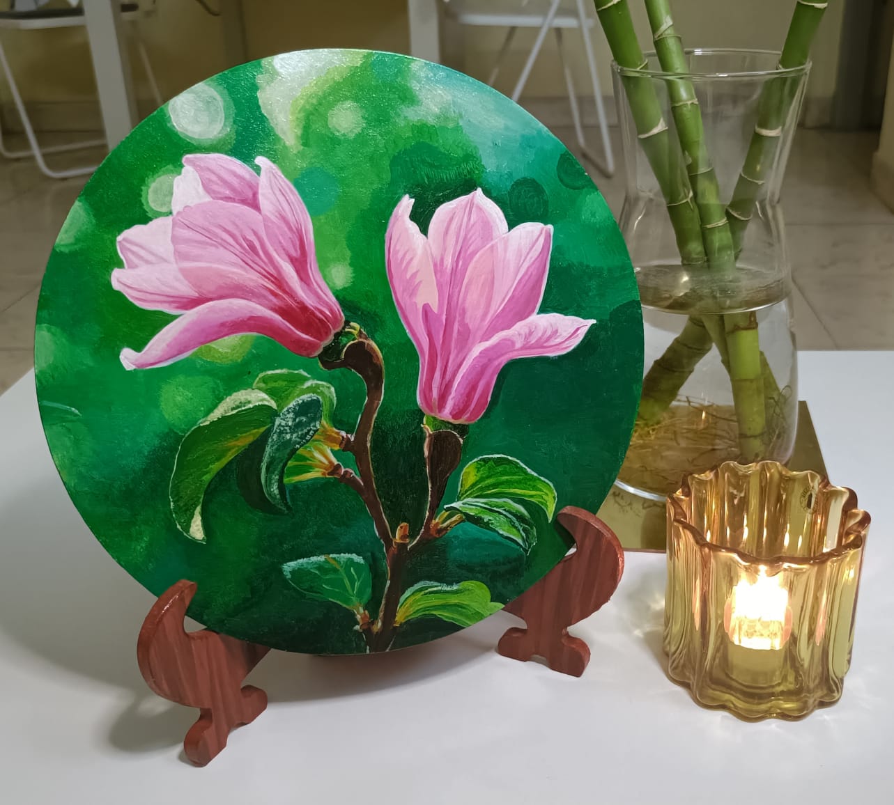 Magnolia Flower Decorative Plate