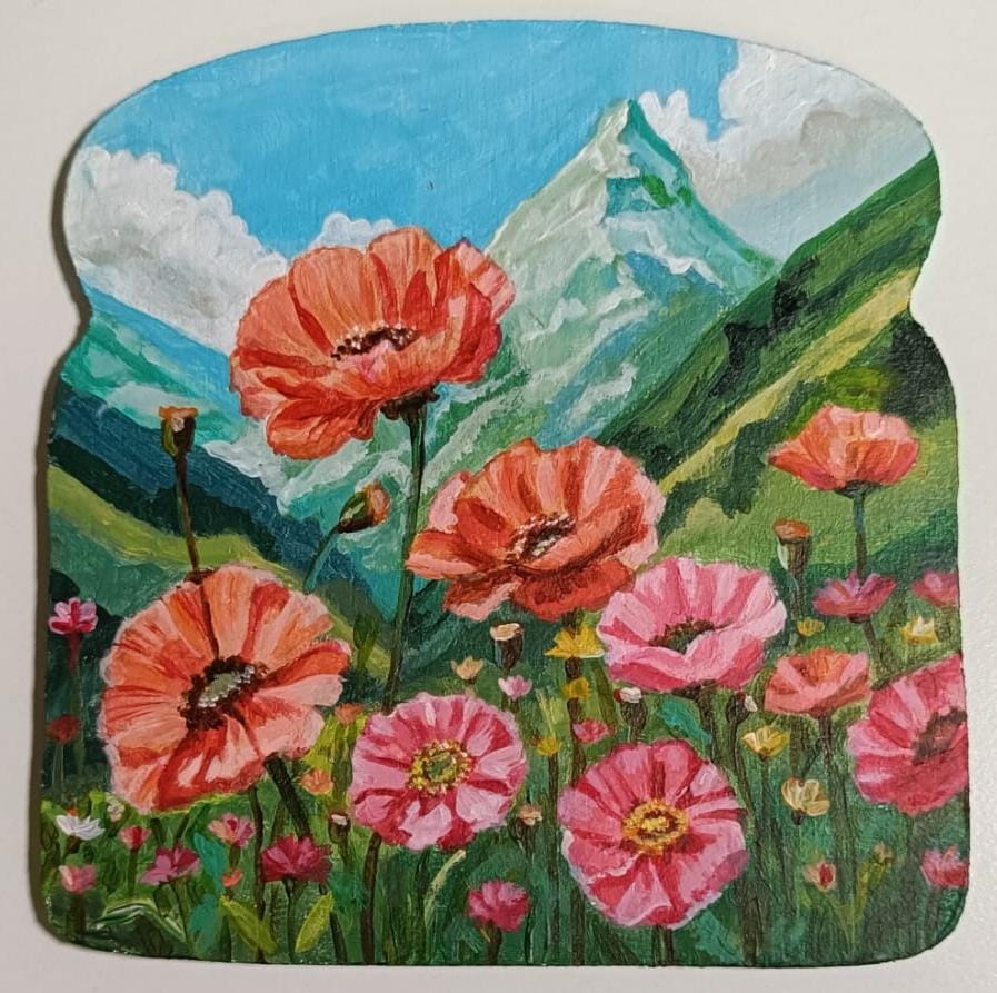 Poopy Flowers and  Mountain 