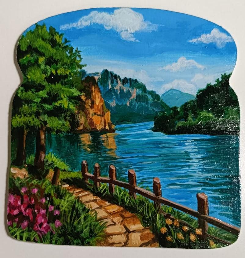 Vivid river and mountain Landscape 