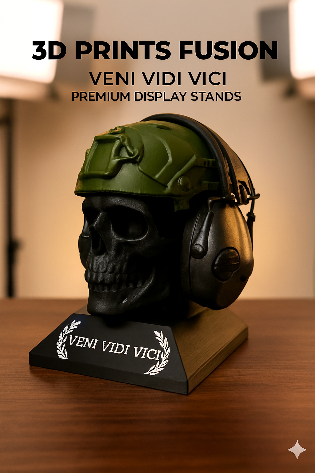 Skull Helmet 3D Printed Display Stand