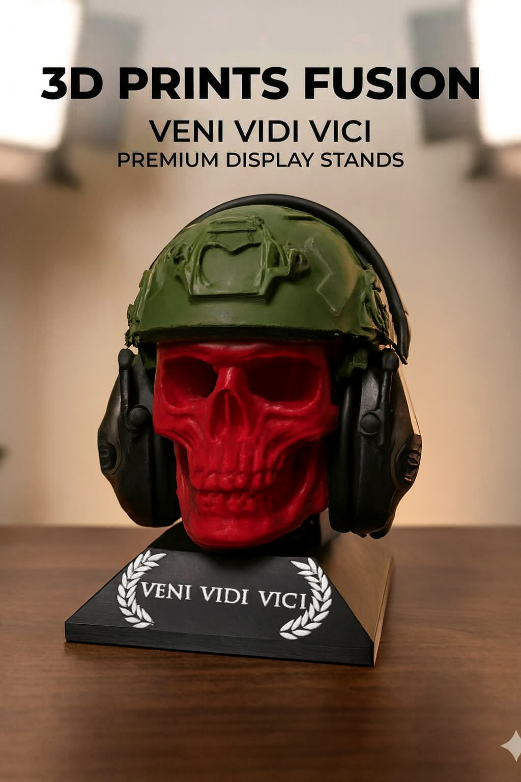 Skull Helmet 3D Printed Display Stand