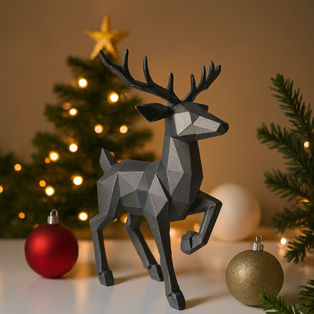 Geometric Reindeer Figurine