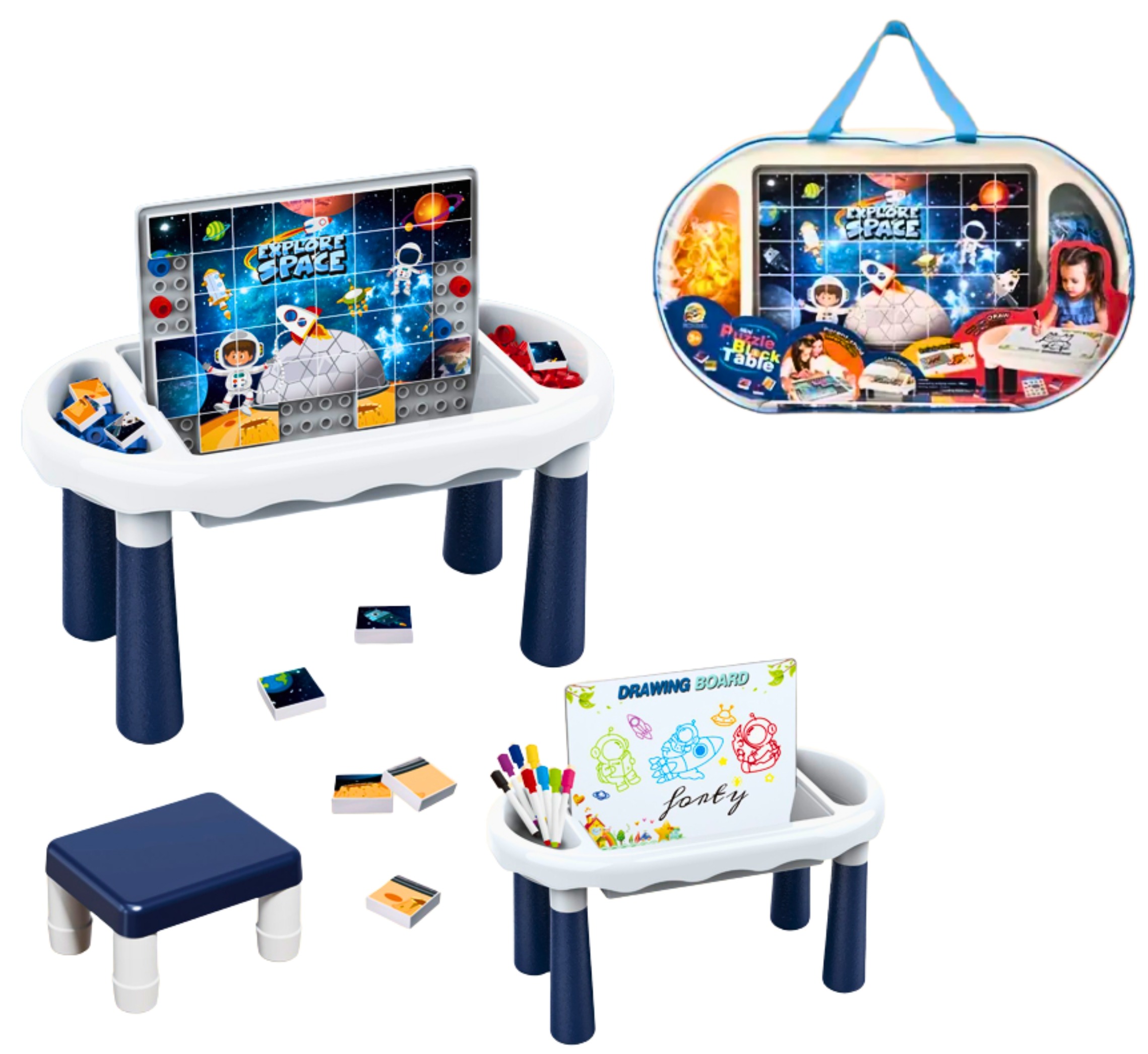 Space Puzzle & Drawing Table