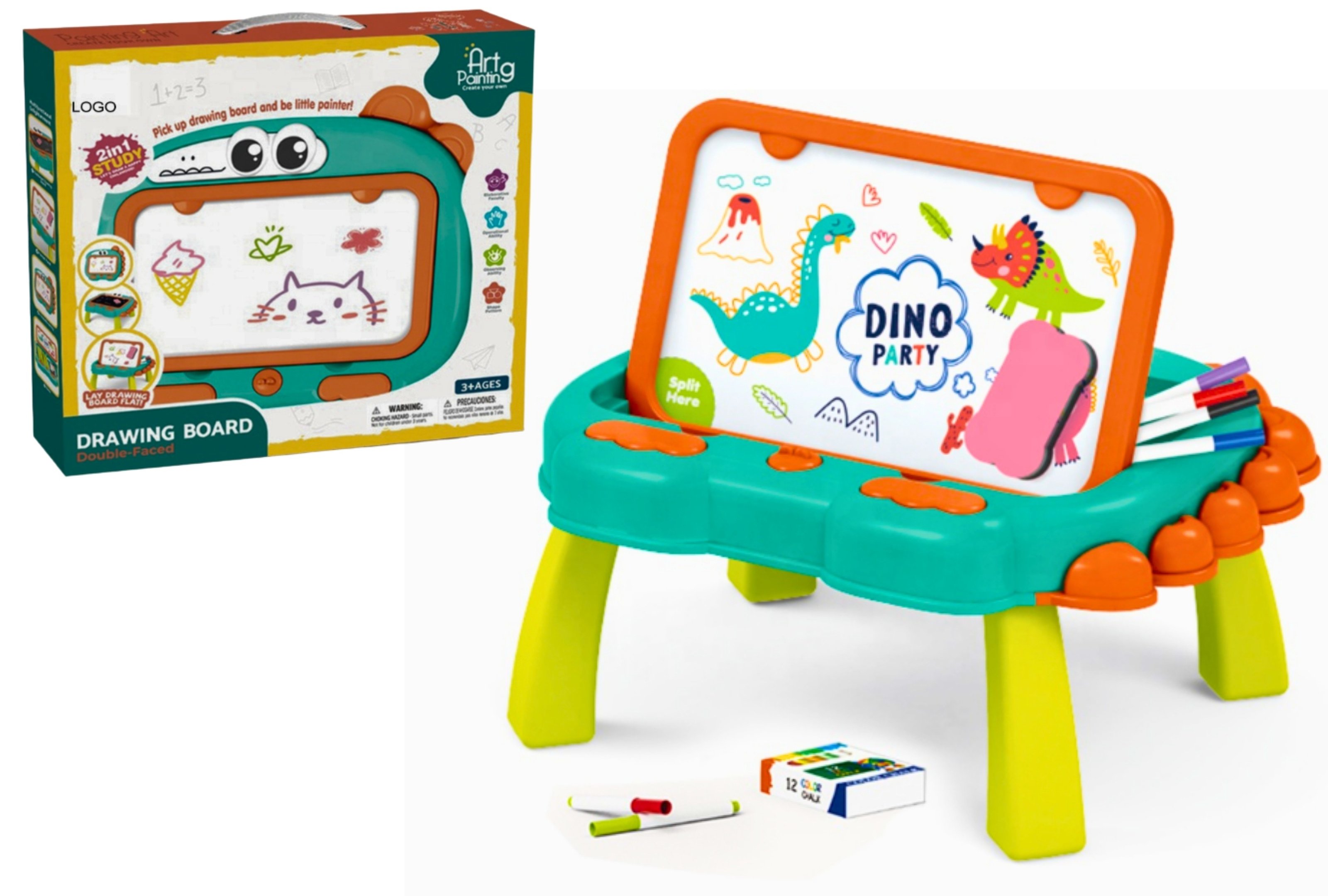 Dino Double-Sided Drawing Board