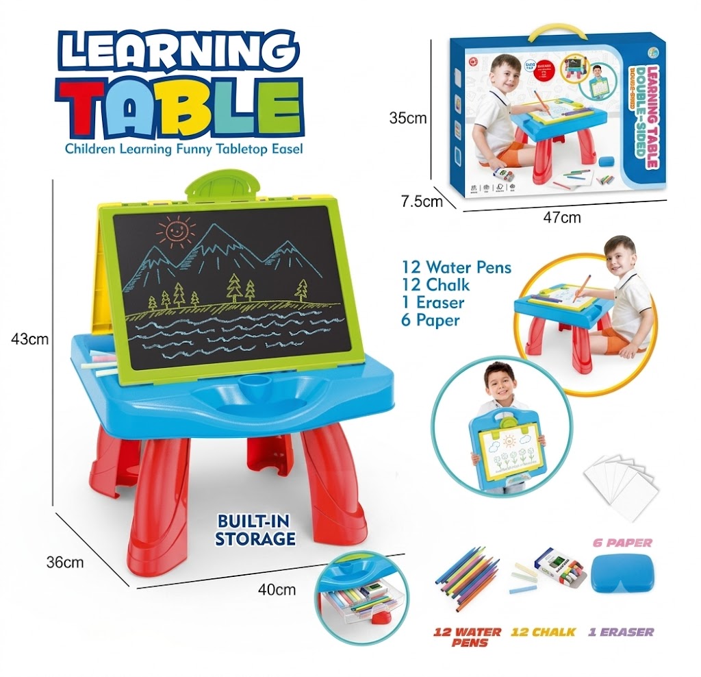 2-in-1 Magnetic Learning & Drawing Table