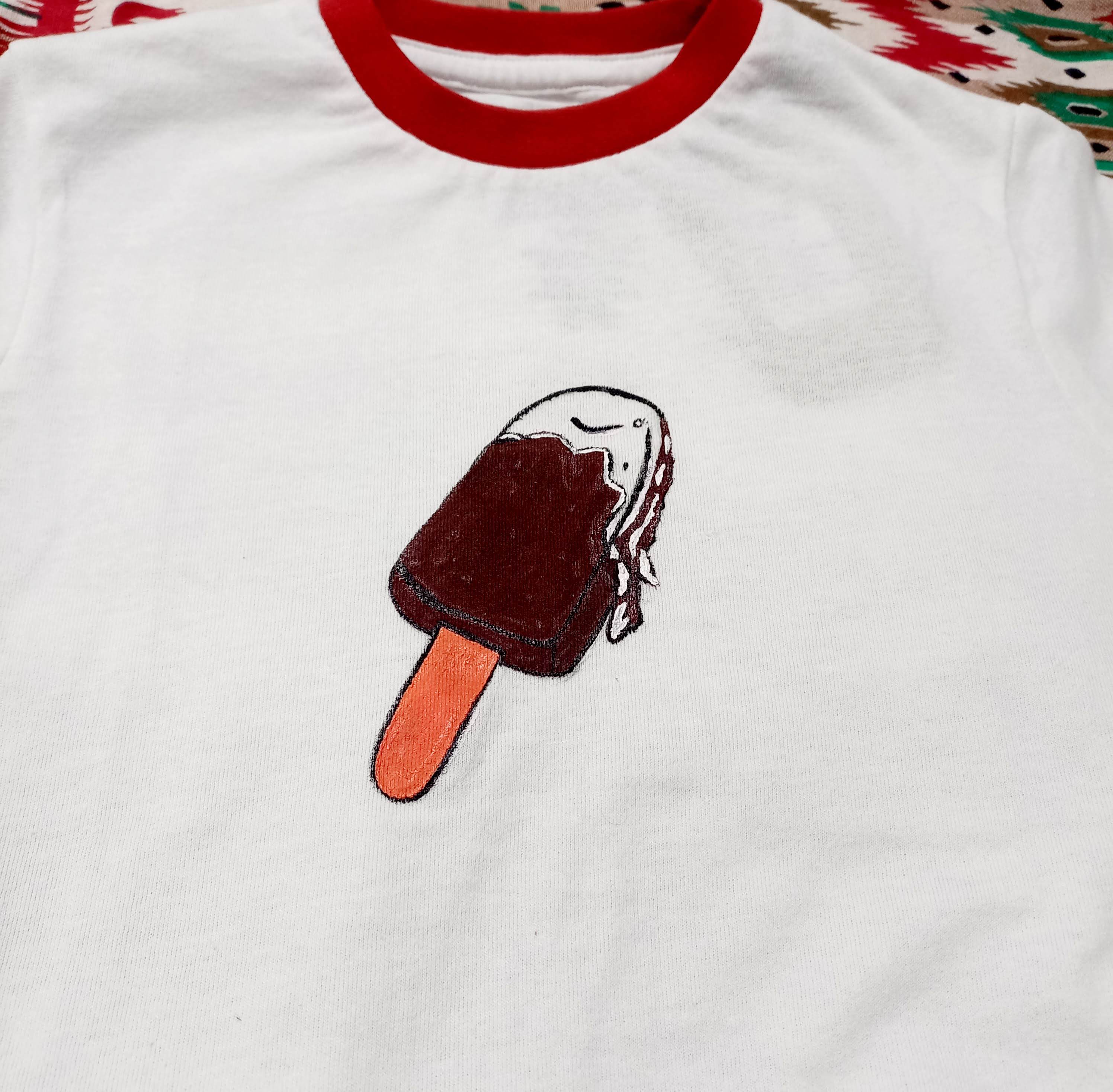Ice Cream Fabric Art Hand painted T-Shirt