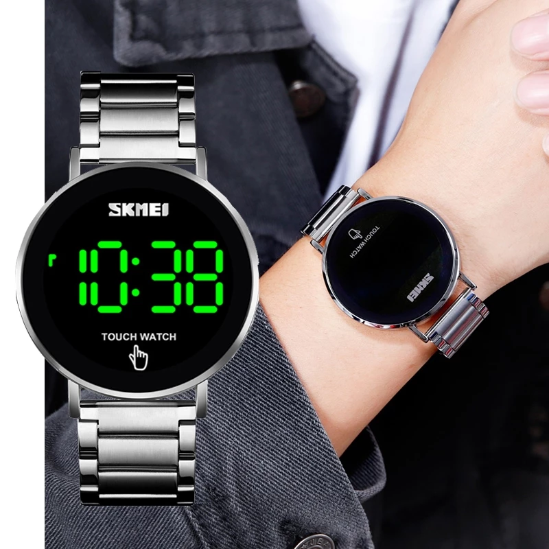 Men’s Digital Watch — Date Display, Touch Screen LED, Stainless Steel Strap, Fashion & Waterproof — Skmei.