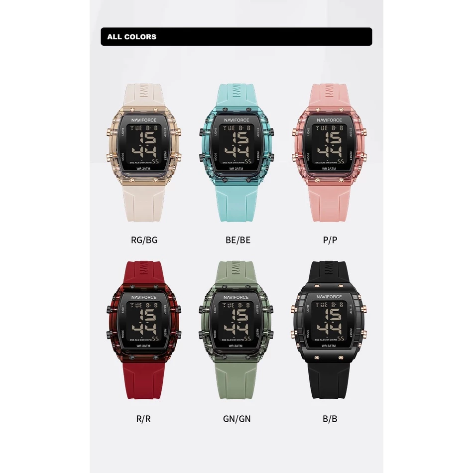 Women’s Fashion Sport Waterproof LCD Digital Watch — Date Display, Silicone Strap, Electronic Wristwatch Relogio Feminino 2023 — NAVIFORCE.