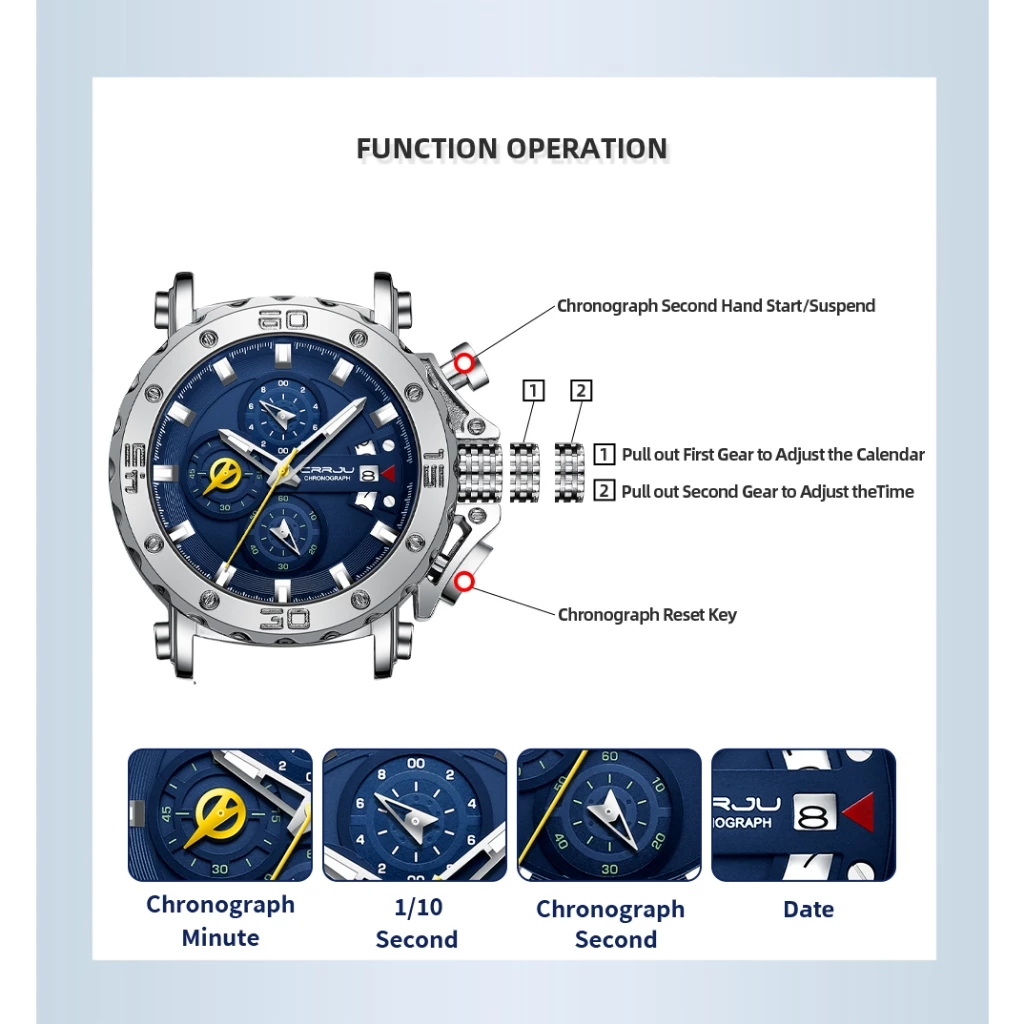 Men’s Fashion Luxury Sports Watch — Waterproof, Multifunction Quartz, Model 2294 X — CRRJU.