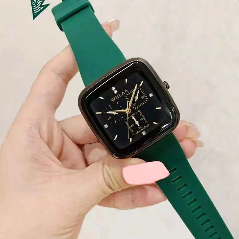 Square Ladies Wristwatch — Luxury Creative Dial, Top Brand Female Clock, Silicone Strap — Women Silicone.