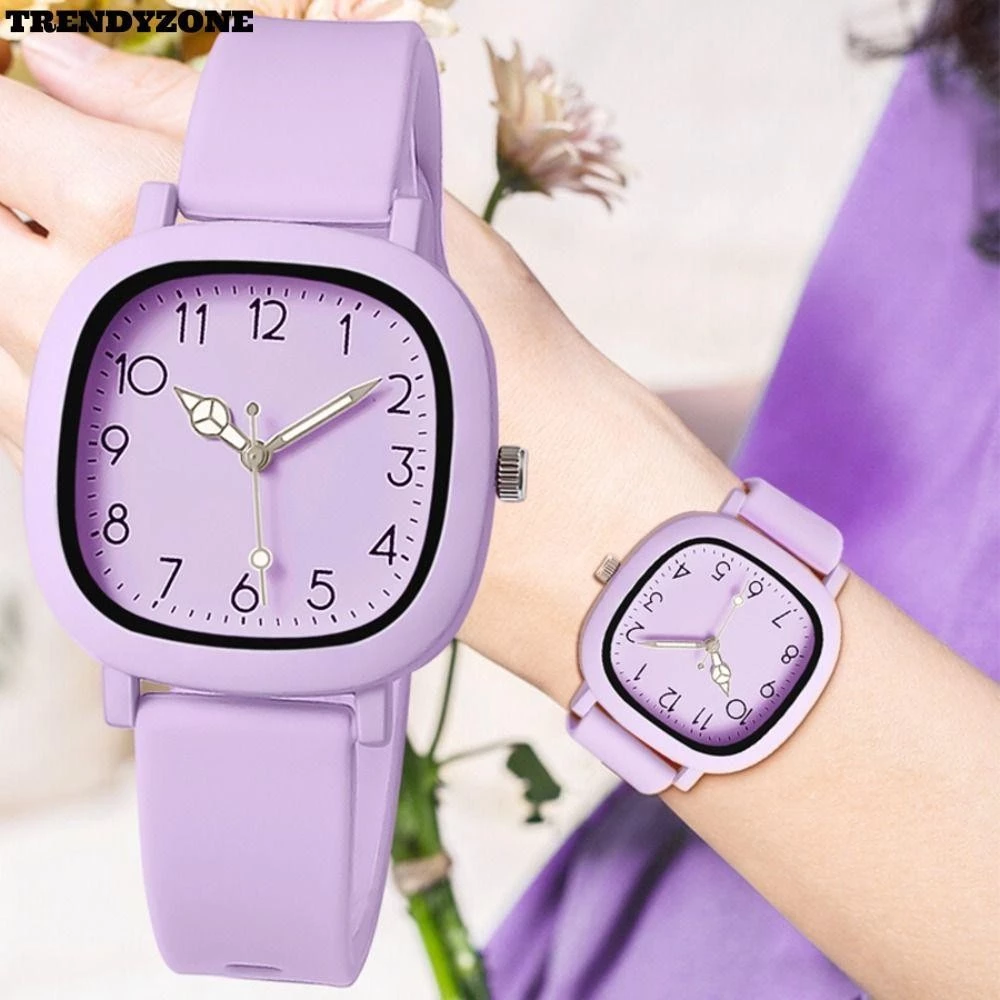 Women’s Quartz Wristwatch — Stainless Steel & Silicone, Luminous Hands, Jelly Color Design — TRENDYZONE1.