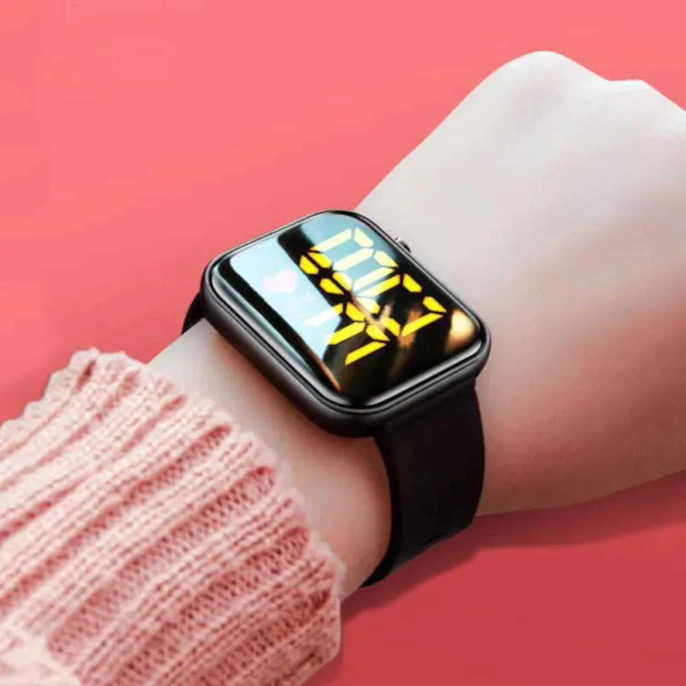 Sports Waterproof Digital LED Electronic Watch — Orange Strap for Men and Women (Orange) — Fashion.