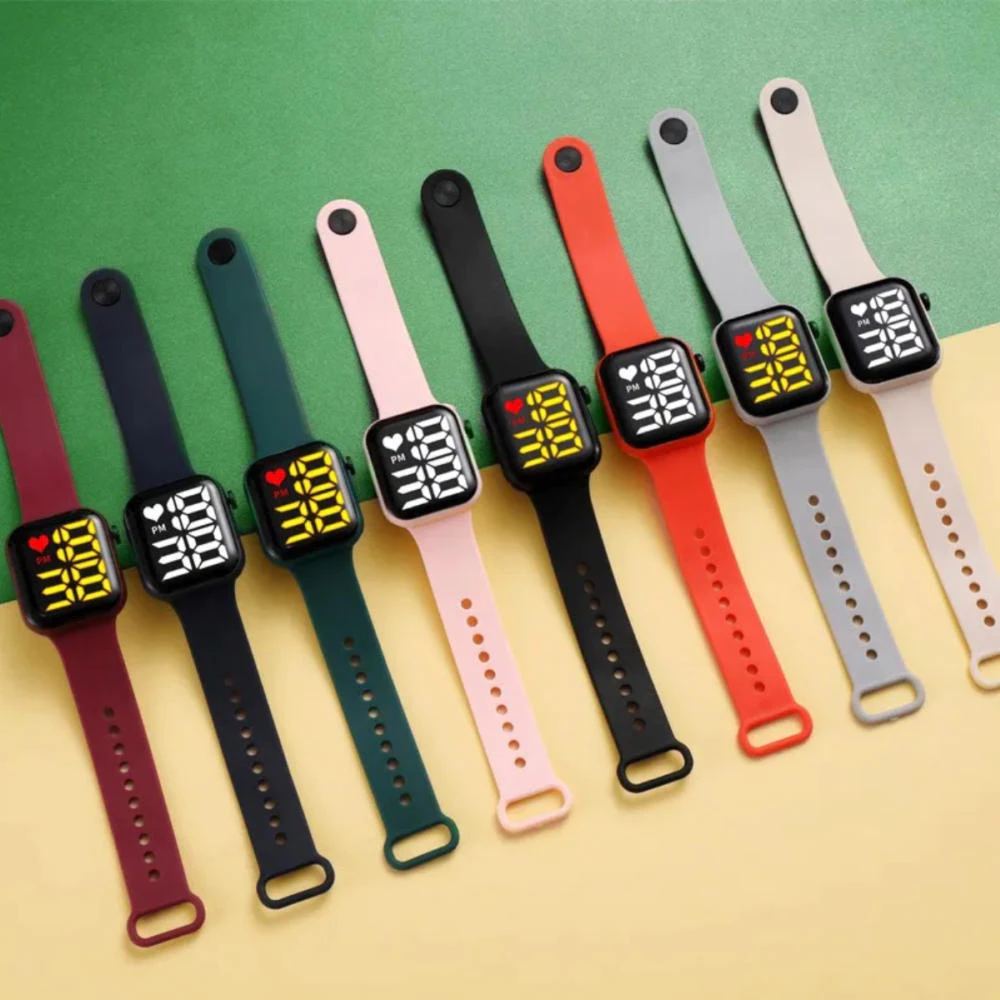 Sports Waterproof Digital LED Electronic Watch — Orange Strap for Men and Women (Orange) — Fashion.