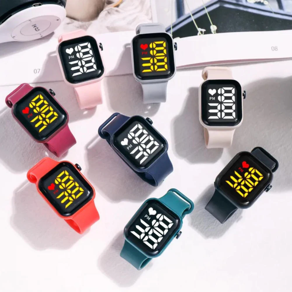 Sports Waterproof Digital LED Electronic Watch — Orange Strap for Men and Women (Orange) — Fashion.