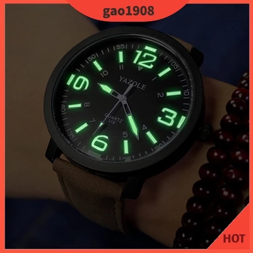 Women’s Glow-in-the-Dark Quartz Sport Wristwatch — Faux Leather Strap, Elegant Lady’s Design — GAO_Fashion.