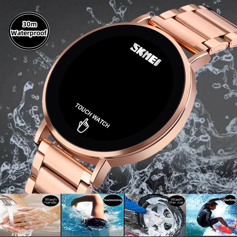 Men’s Digital Watch — Date Display, Touch Screen LED, Stainless Steel Strap, Fashion & Waterproof — Skmei.