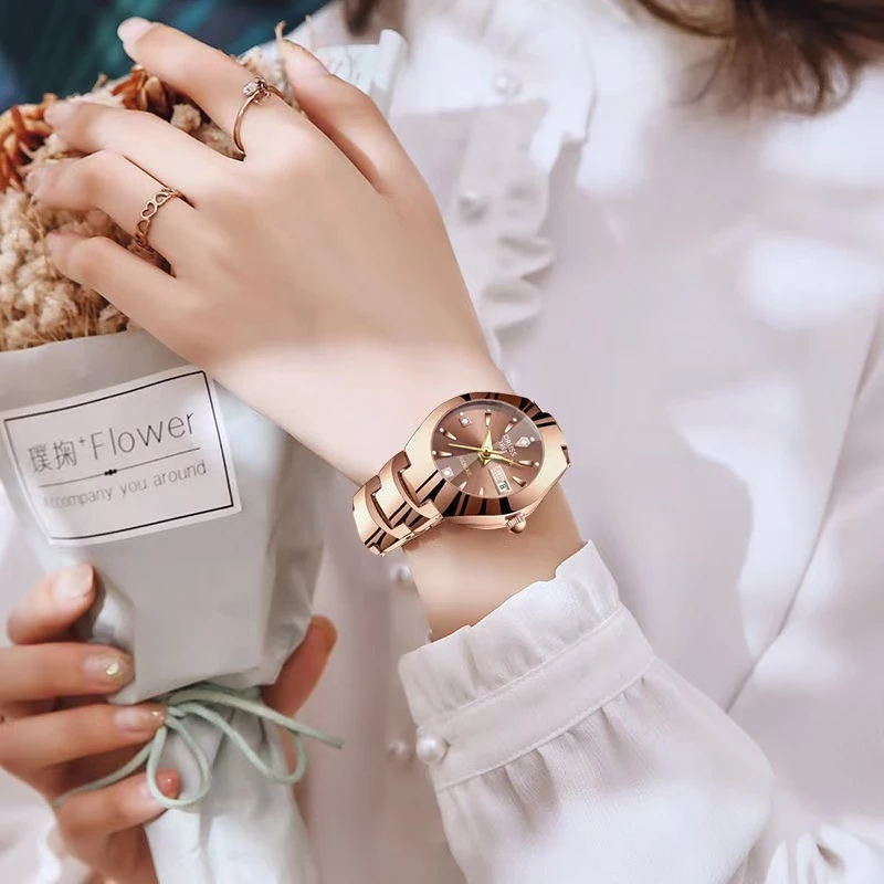 Original Simple Fashion Stainless Steel Women’s Watch — Waterproof, Dual Calendar, Luminous Luxury Gold Korean Style, With Gift Box — ORUSS.