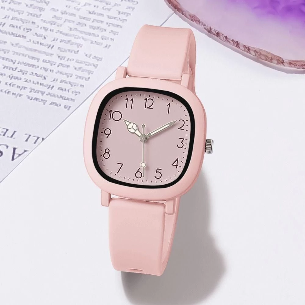 Women’s Quartz Wristwatch — Stainless Steel & Silicone, Luminous Hands, Jelly Color Design — TRENDYZONE1.
