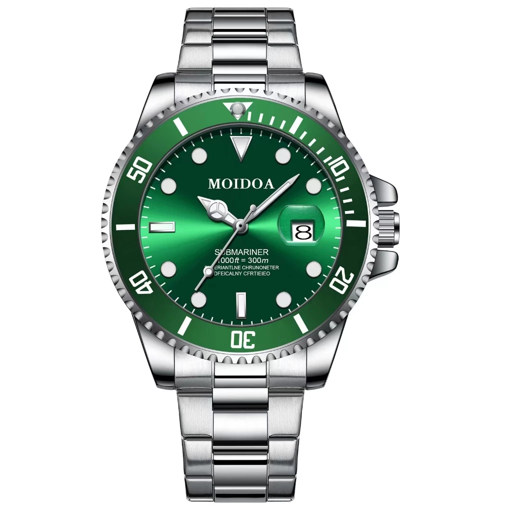 Men’s Green Water Ghost Watch — Automatic Mechanical, Luminous Night Glow, Waterproof with Calendar