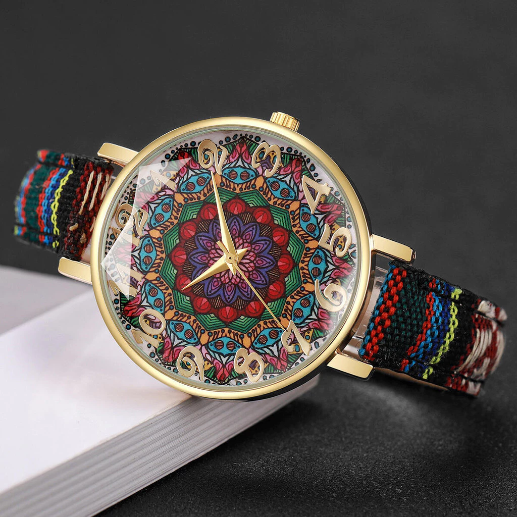 Casual Women’s Vintage Analog Quartz Watch — Printed PU Strap, Fashion Wristwatch Gift for Women (Without Box) — 1PC.