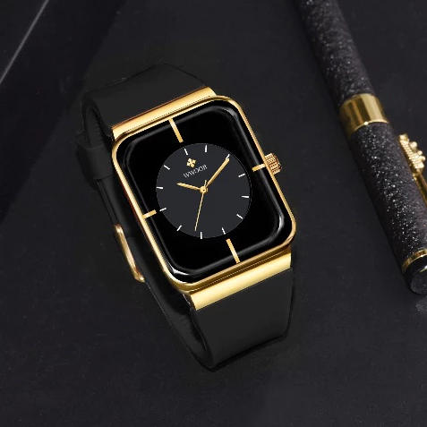 Men’s Fashion Simple Square Quartz Wristwatch — Waterproof, Original Design with Silicone Strap, Trend Style 8884 — WWOOR.