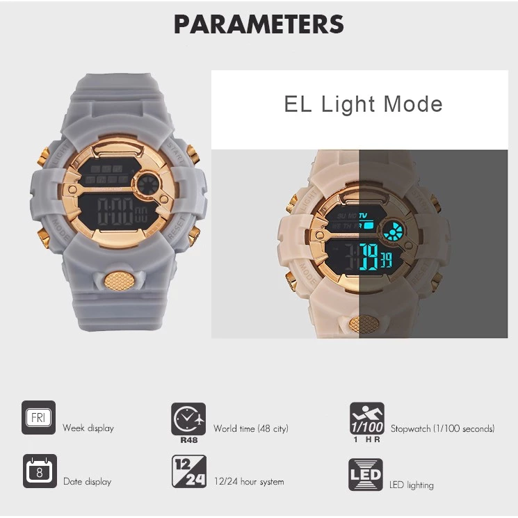 Digital Watch with LED Calendar — Water-Resistant Korean Hot Design, Relo Watches #SP01 — Korean.
