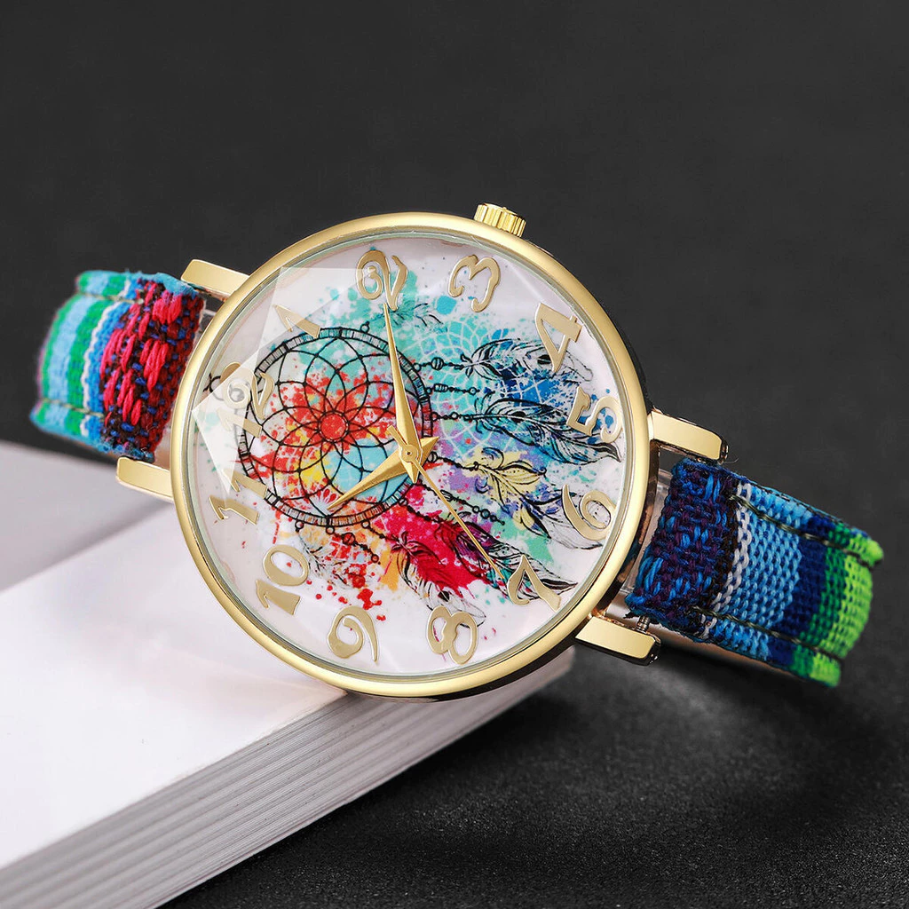 Casual Women’s Vintage Analog Quartz Watch — Printed PU Strap, Fashion Wristwatch Gift for Women (Without Box) — 1PC.