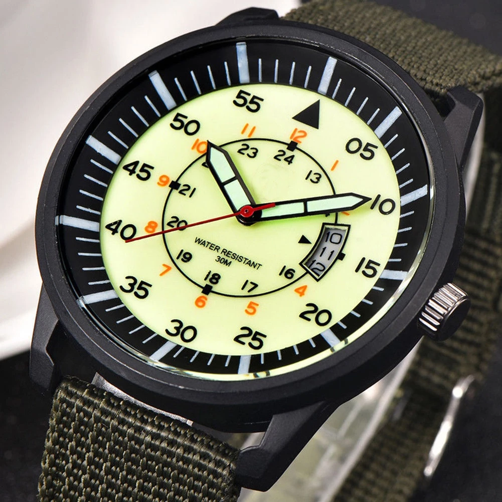 TS Luxury Sport Watch for Men — Military Design, Stainless Steel, Luminous Dial & Date