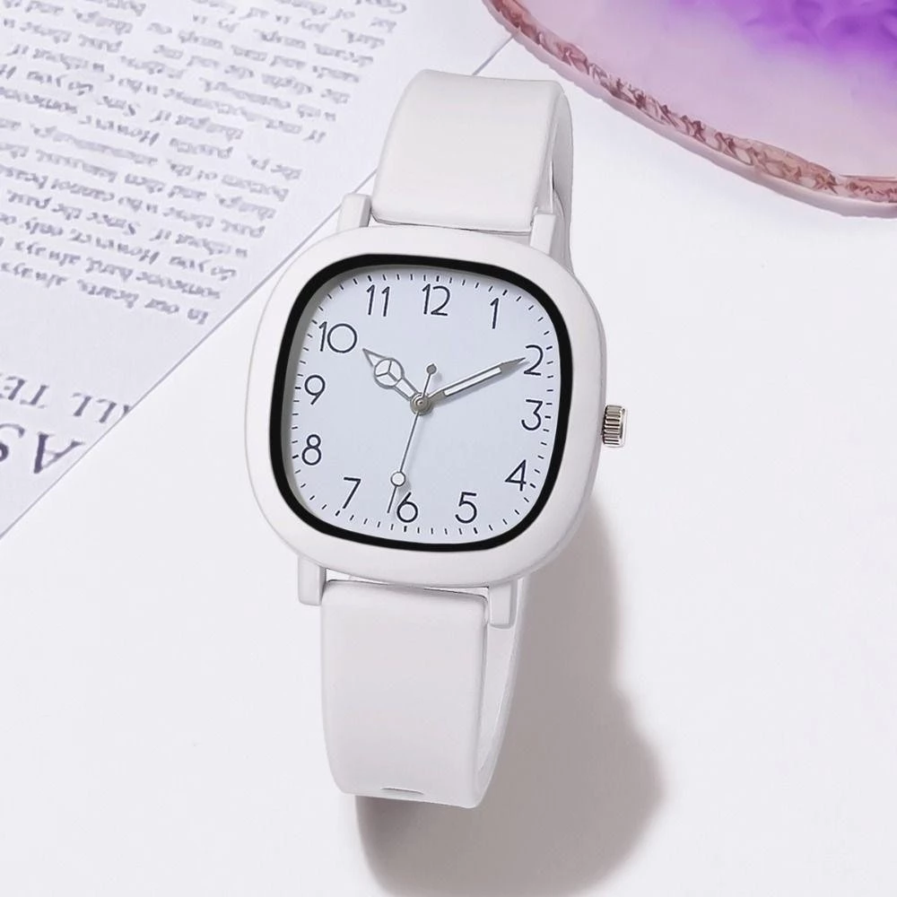 Women’s Quartz Wristwatch — Stainless Steel & Silicone, Luminous Hands, Jelly Color Design — TRENDYZONE1.