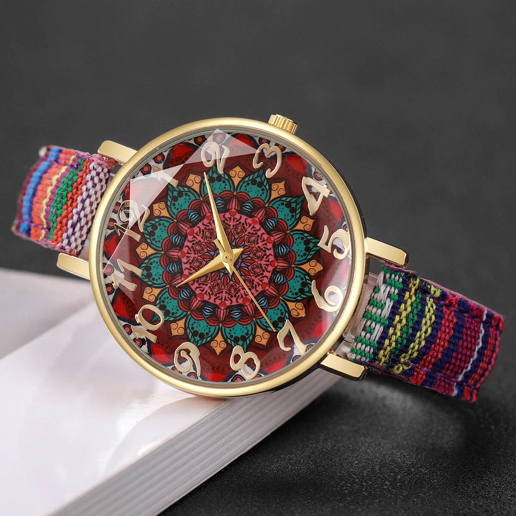 Casual Women’s Vintage Analog Quartz Watch — Printed PU Strap, Fashion Wristwatch Gift for Women (Without Box) — 1PC.