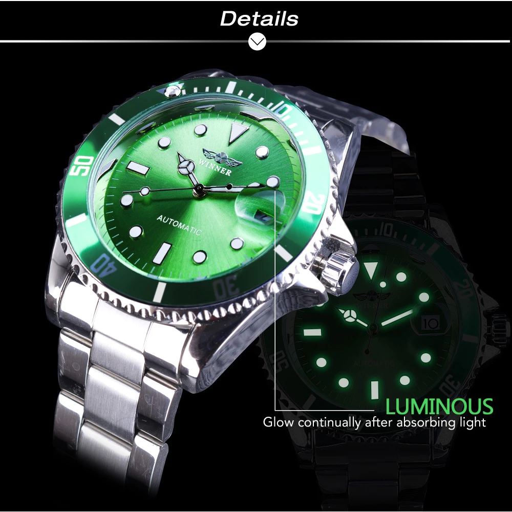 Men’s Luxury Mechanical Watch — Automatic Movement, Date Display, High-Quality Stainless Steel. Perfect Men’s Gift — WINNER.