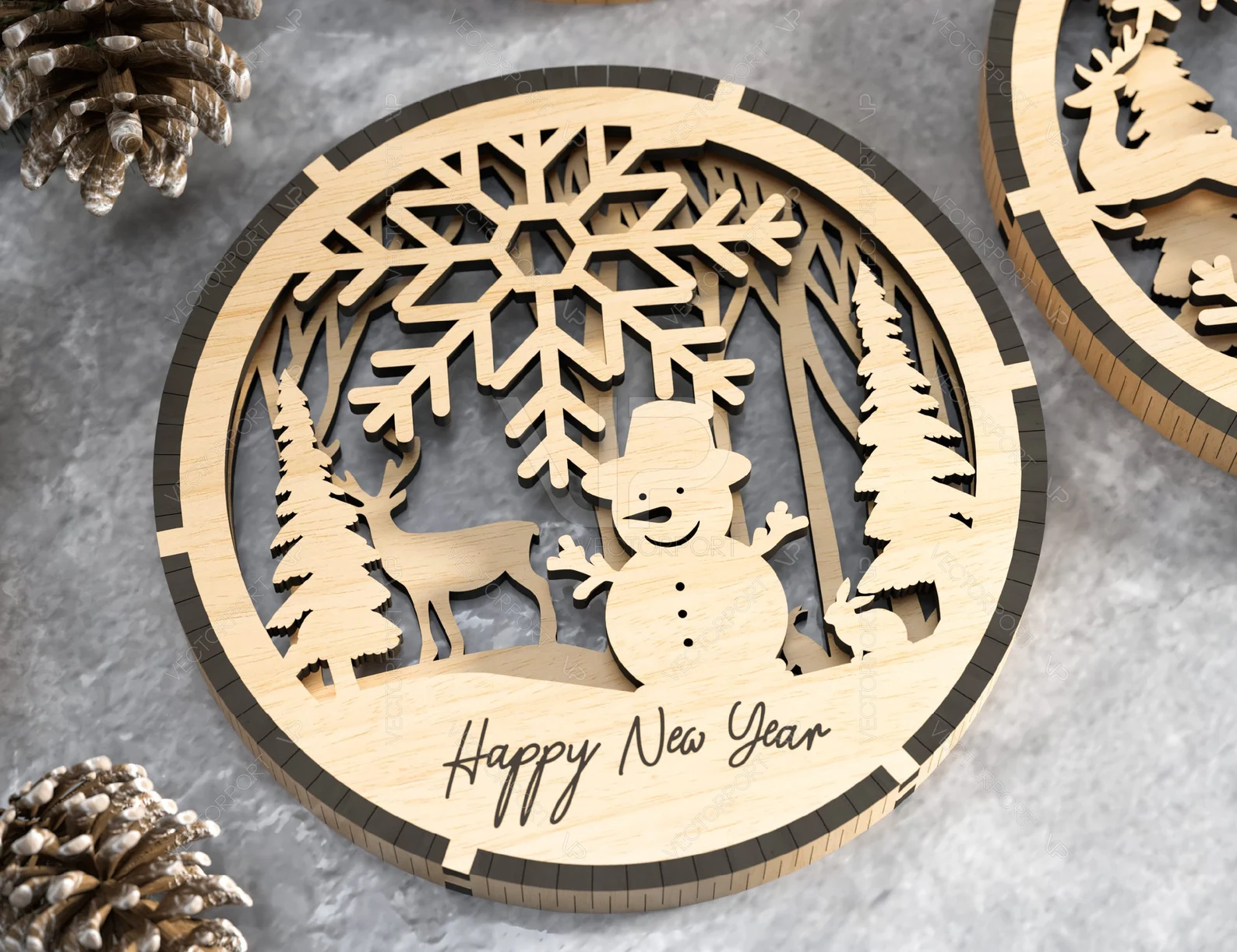 Drewniane świąteczne podkładki pod kubek