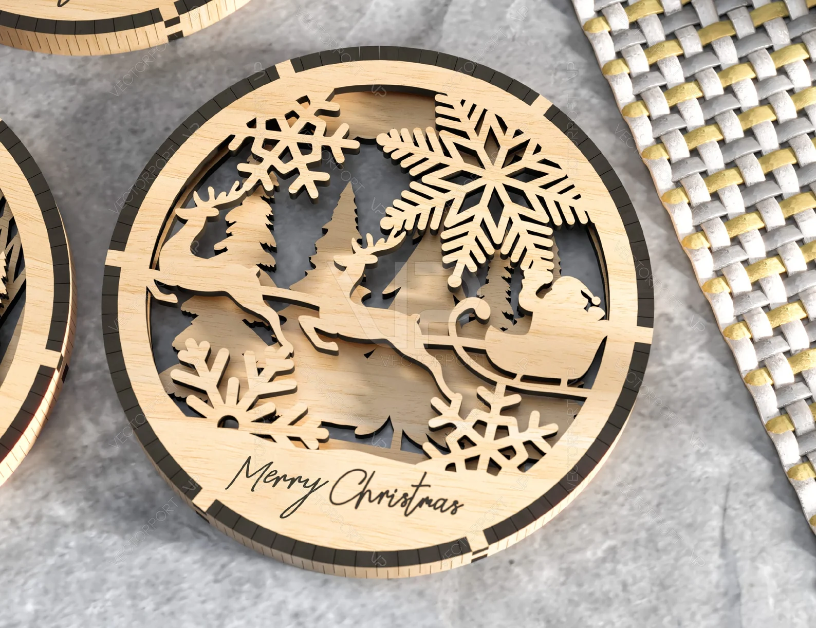 Drewniane świąteczne podkładki pod kubek