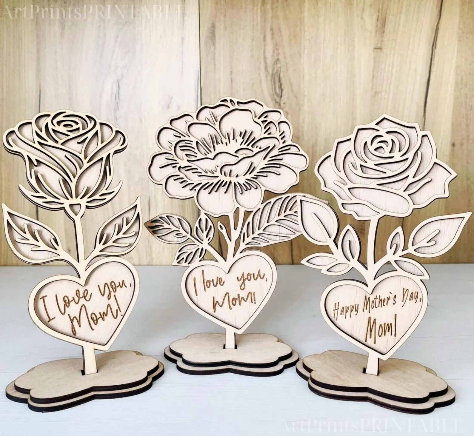 Drewniane kwiaty na Dzień Matki