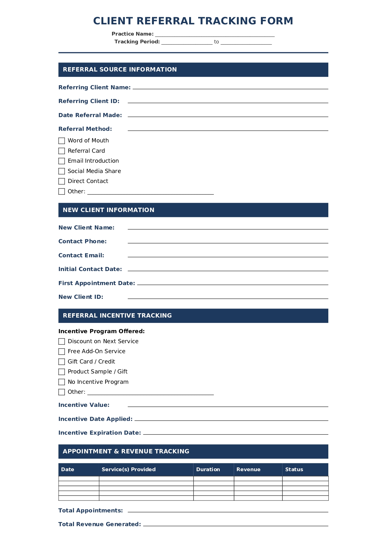 Client Referral Tracking Form