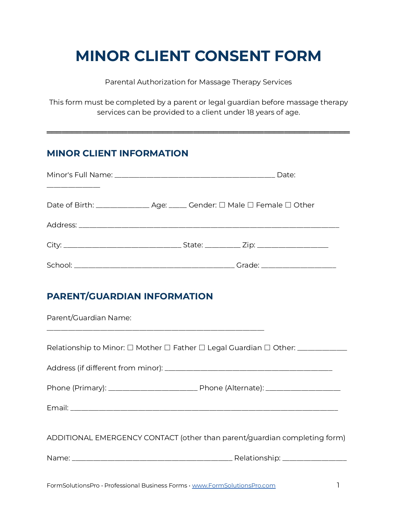 Minor Client Consent Form