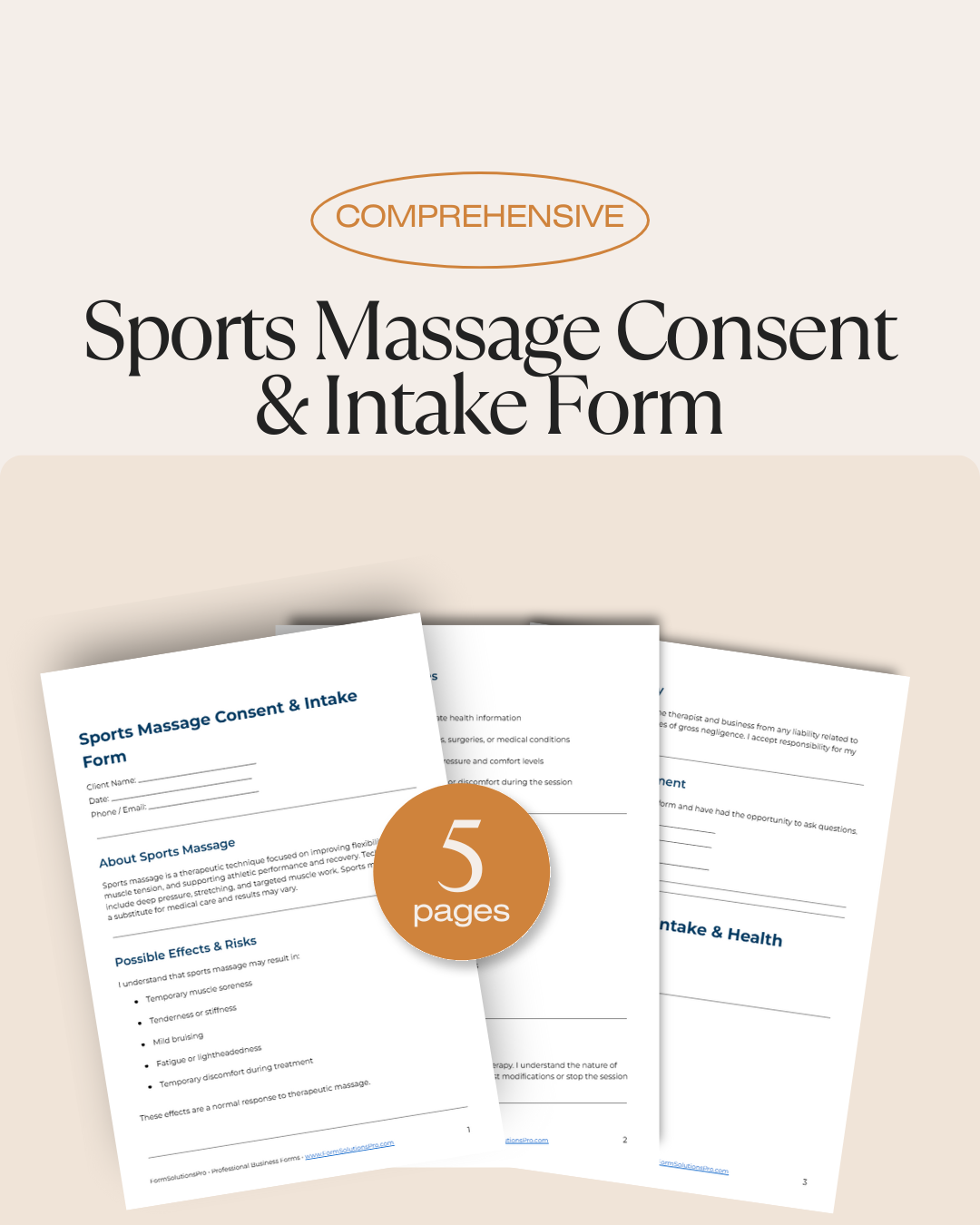 Sports Massage Consent Form + Client Intake