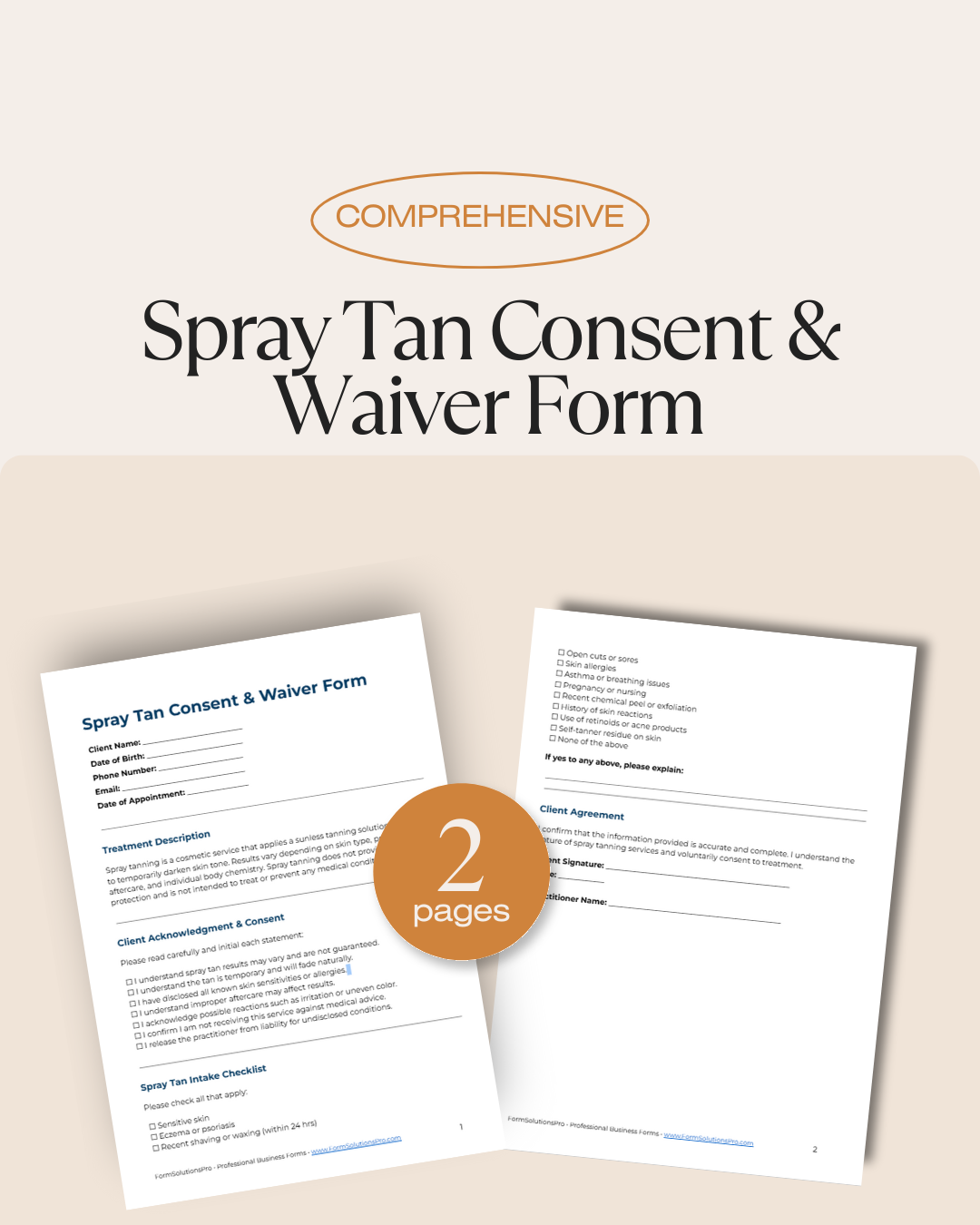 Spray Tan Consent & Waiver Form
