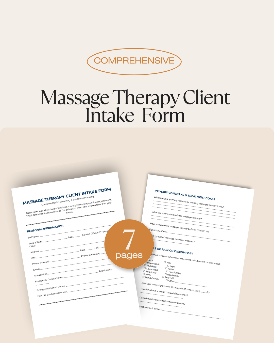 Massage Therapy Client Intake Form Template