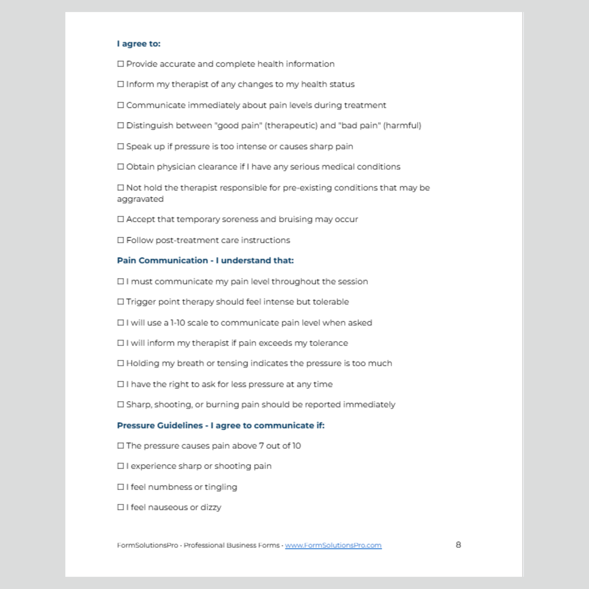 Trigger Point Therapy Consent Form