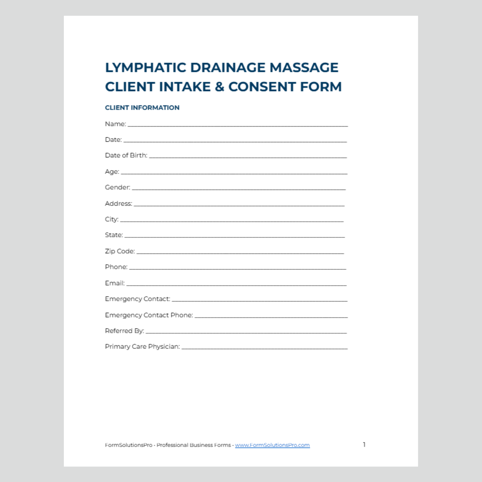 Lymphatic Drainage Consent Form