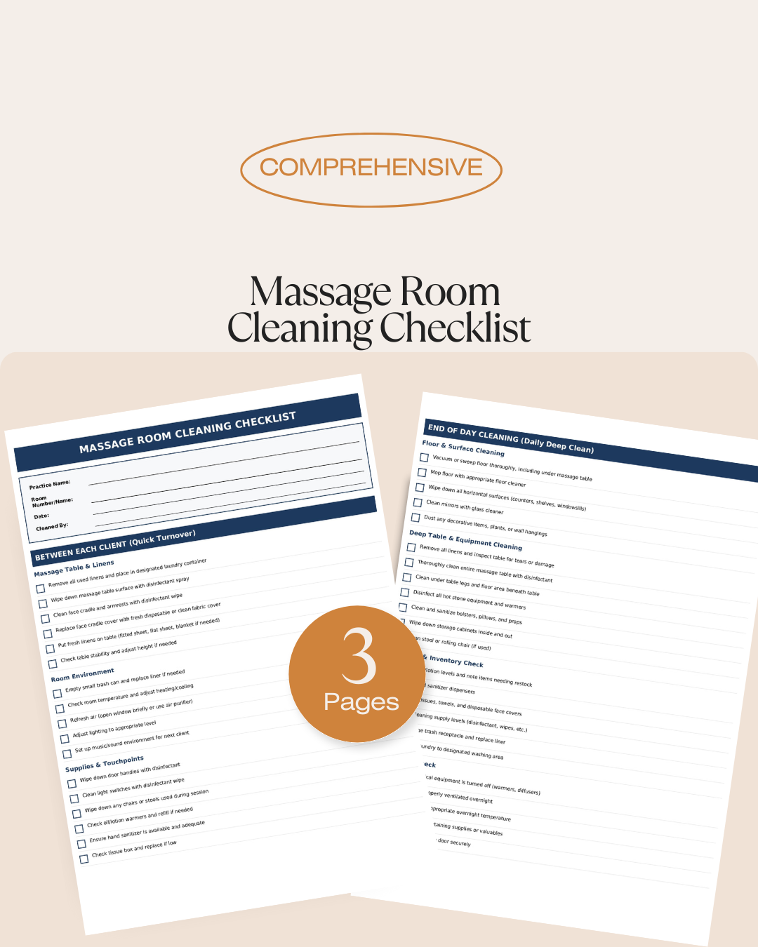 Massage Room Cleaning Checklist