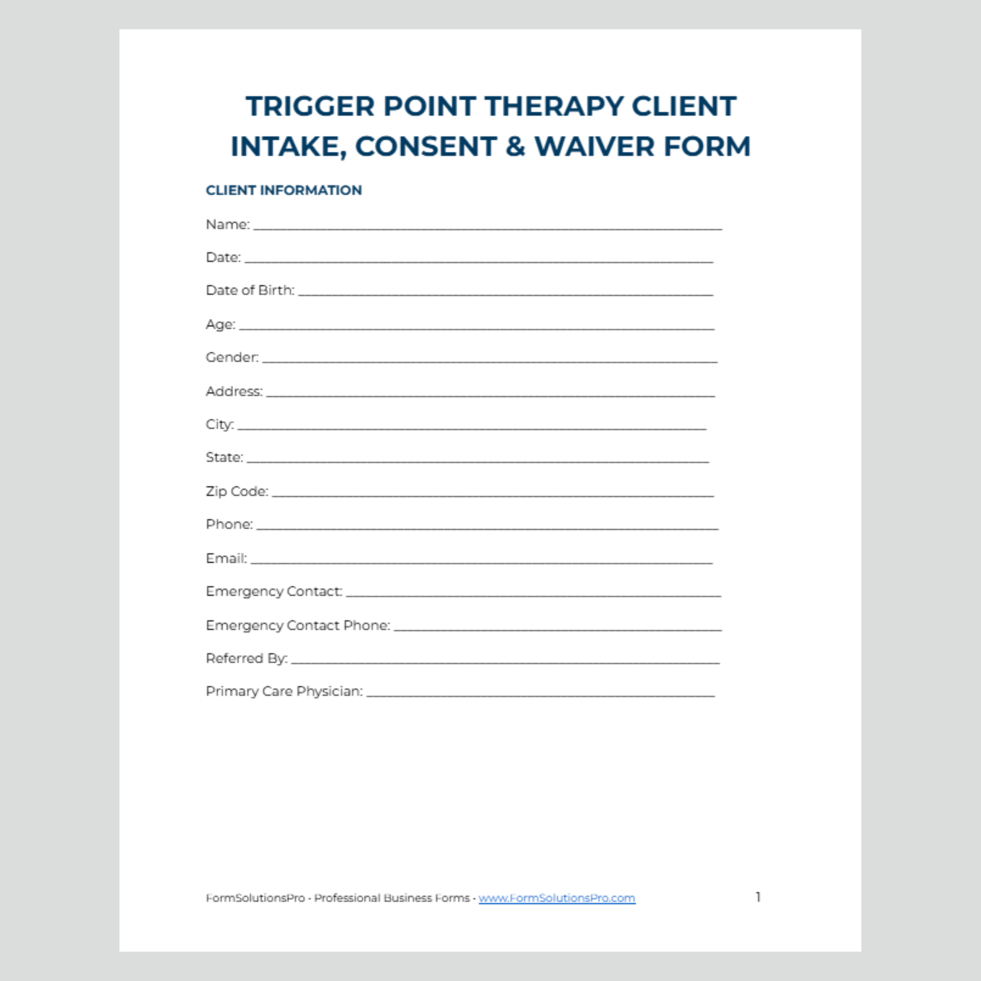 Trigger Point Therapy Consent Form