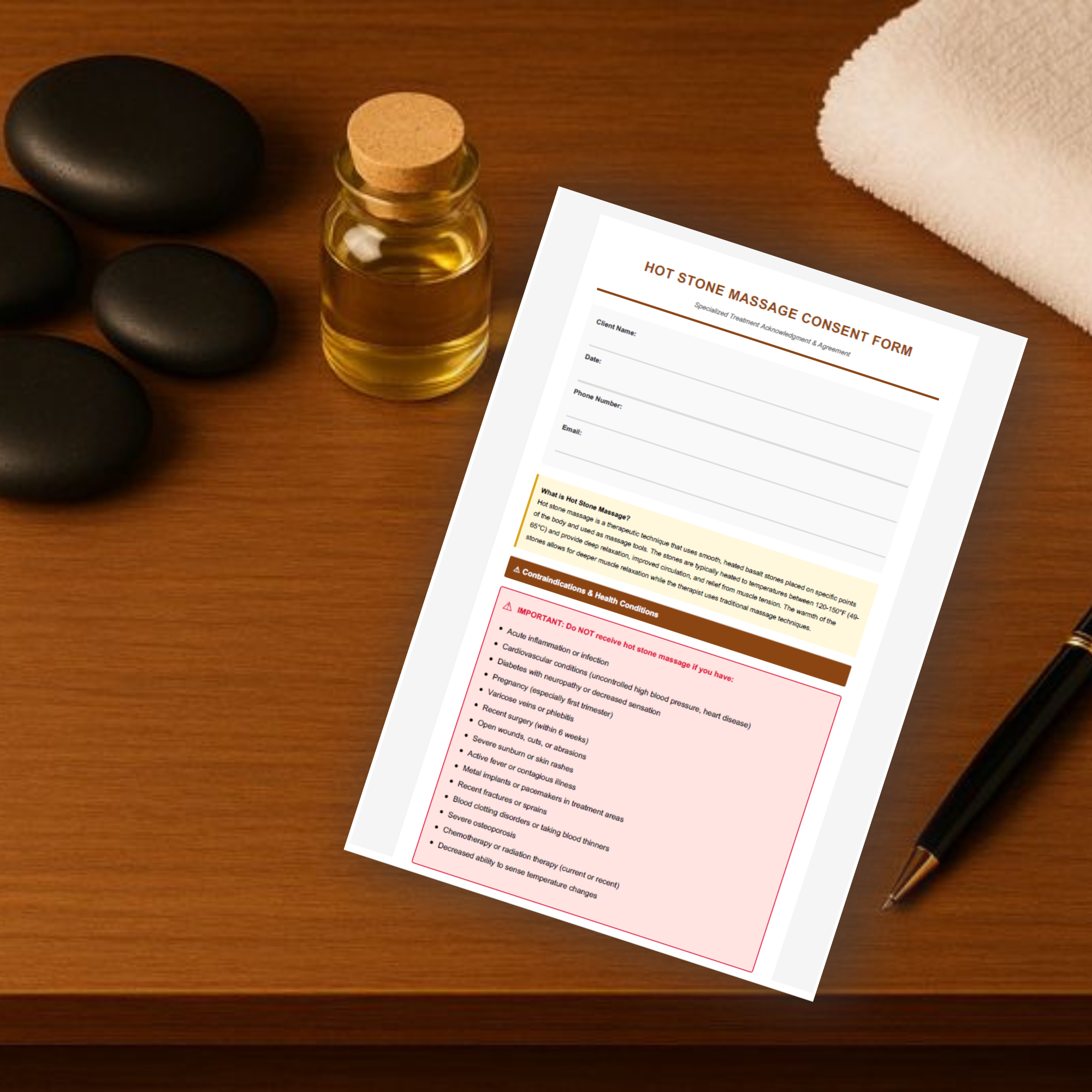 Hot Stone Massage Consent Form 