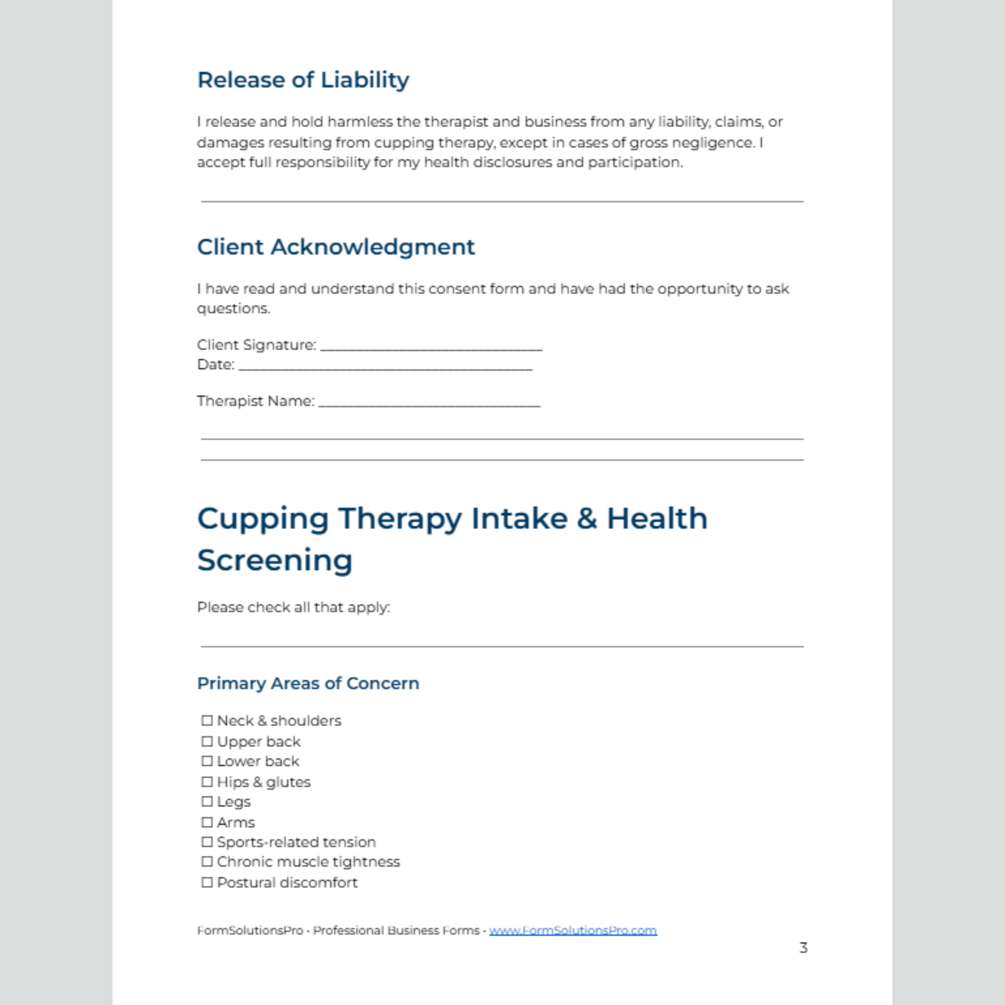 Cupping Therapy Consent & Intake Form